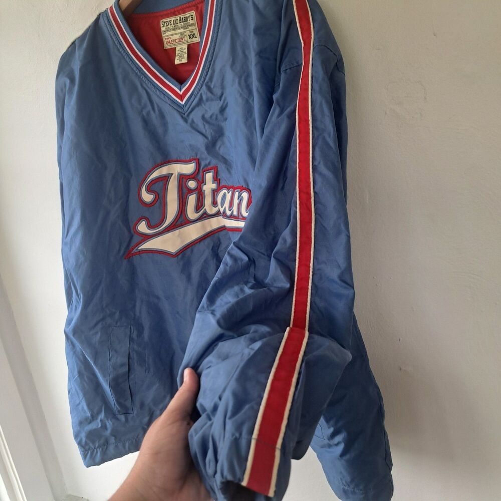 Steve & Barrys Tennessee Titans Blue Pullover Mens XXL Windbreaker V-Neck Jacket - Picture 3 of 9